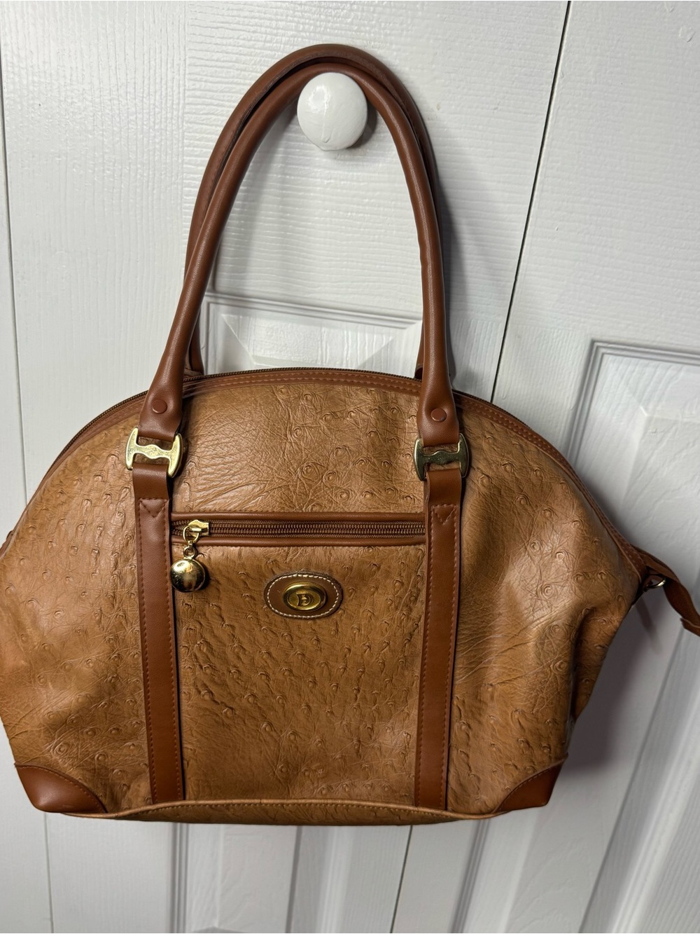 Dooney & Bourke Brown Faux-Ostrich Dome Satchel